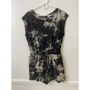 Tie-Dye Sleeveless Romper - Black/Cream